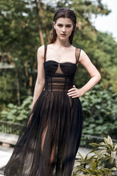 Robe longue bustier en tulle Laura